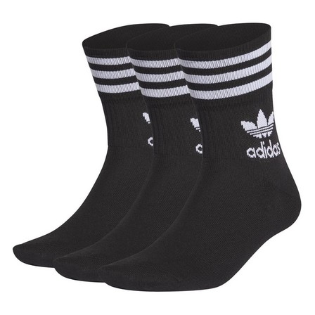 Unisex Mid Cut Crew White Stripes Socks 3 Pairs , Black, A701_ONE, large image number 7