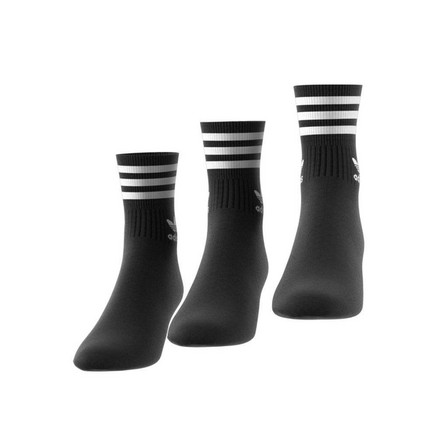 Unisex Mid Cut Crew White Stripes Socks 3 Pairs , Black, A701_ONE, large image number 11