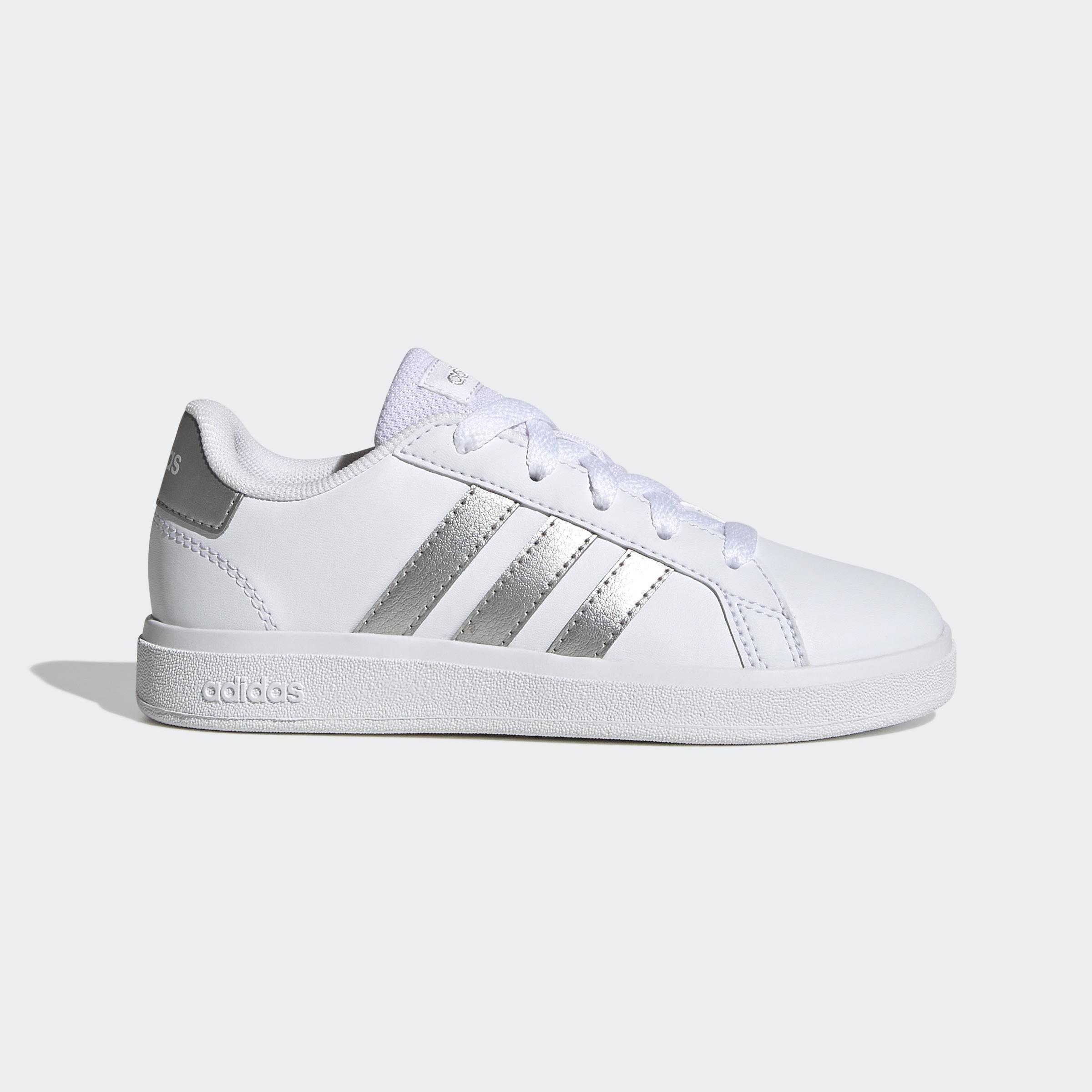 Kids Unisex Grand Court Lifestyle Tennis Lace-Up Shoes, White, , large image number 0