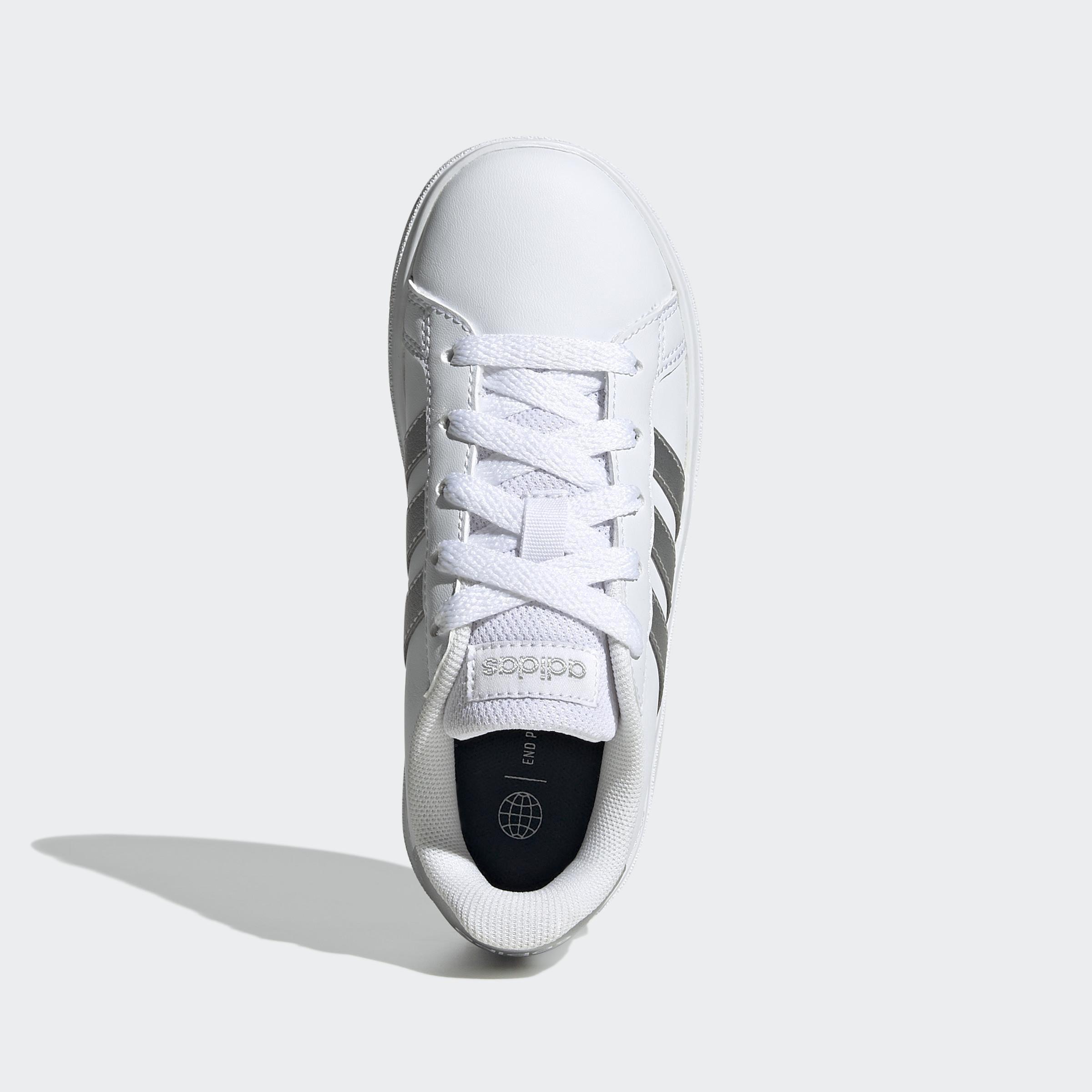 Kids Unisex Grand Court Lifestyle Tennis Lace-Up Shoes, White, , large image number 1