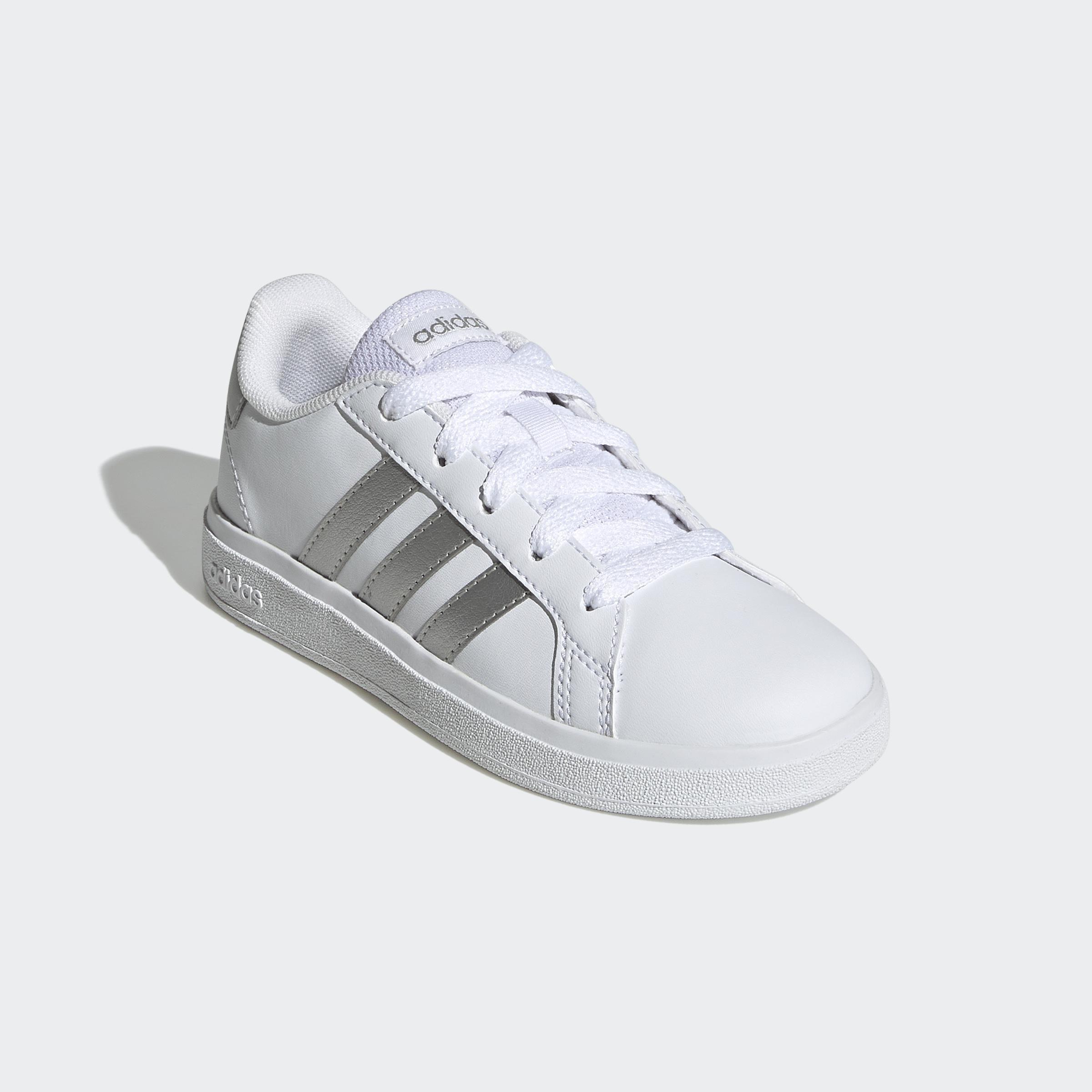 Kids Unisex Grand Court Lifestyle Tennis Lace-Up Shoes, White, , large image number 2