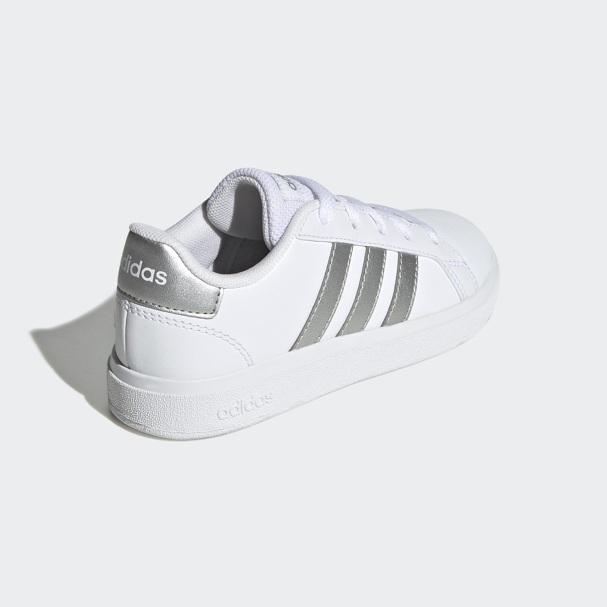Kids Unisex Grand Court Lifestyle Tennis Lace-Up Shoes, White, , large image number 3