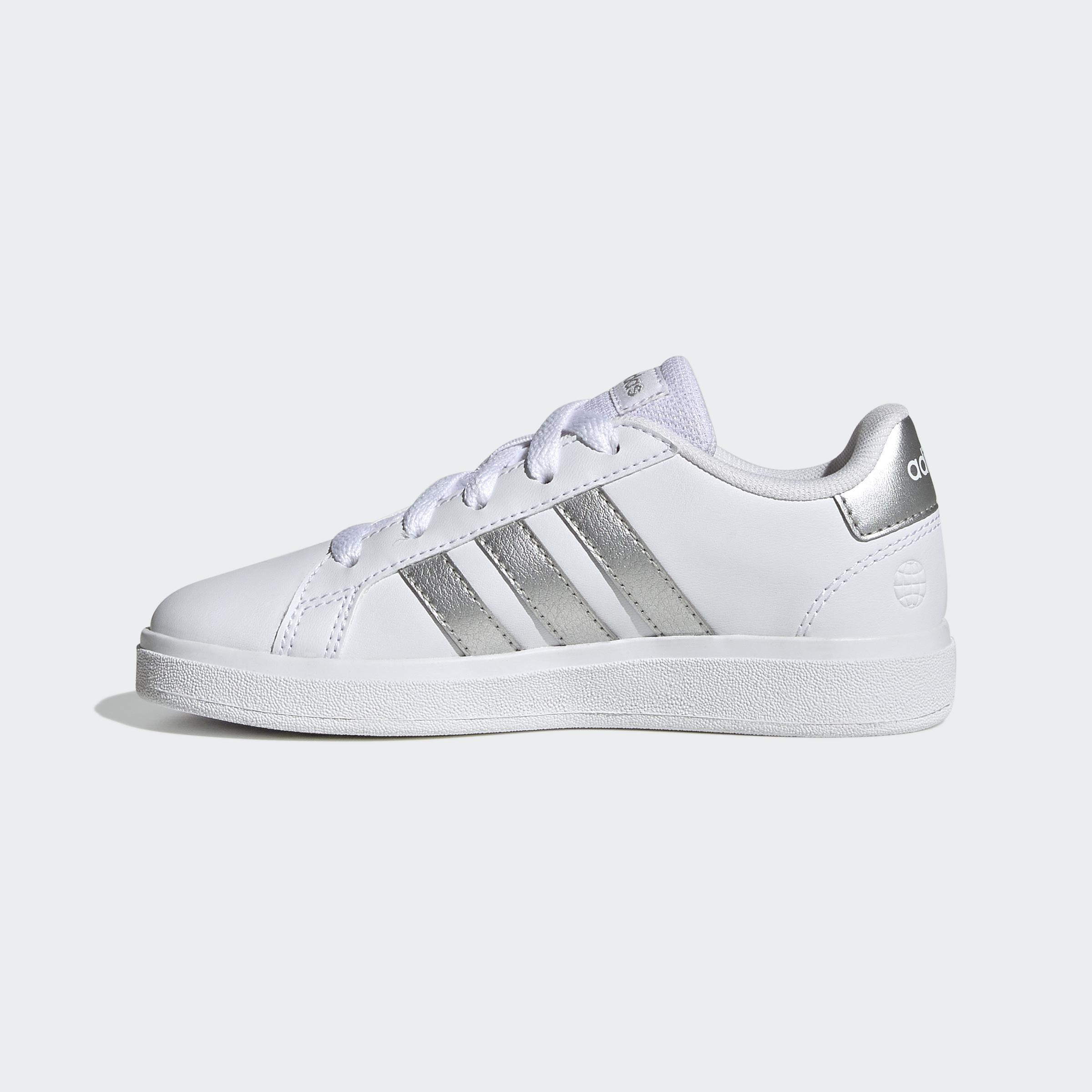 Kids Unisex Grand Court Lifestyle Tennis Lace-Up Shoes, White, , large image number 6