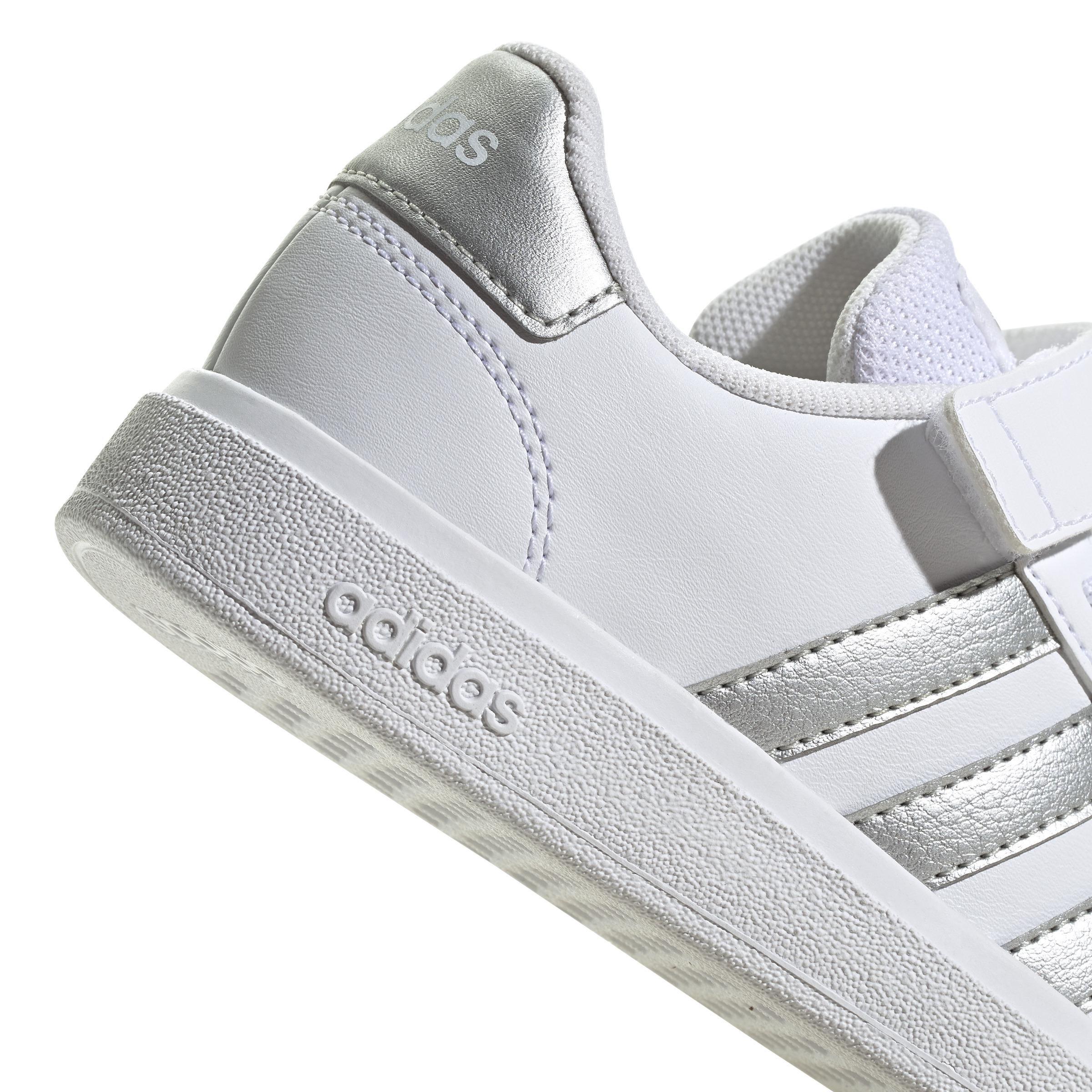 Kids Unisex Grand Court Elastic Lace And Top Strap Shoes, White, A701_ONE, large image number 3