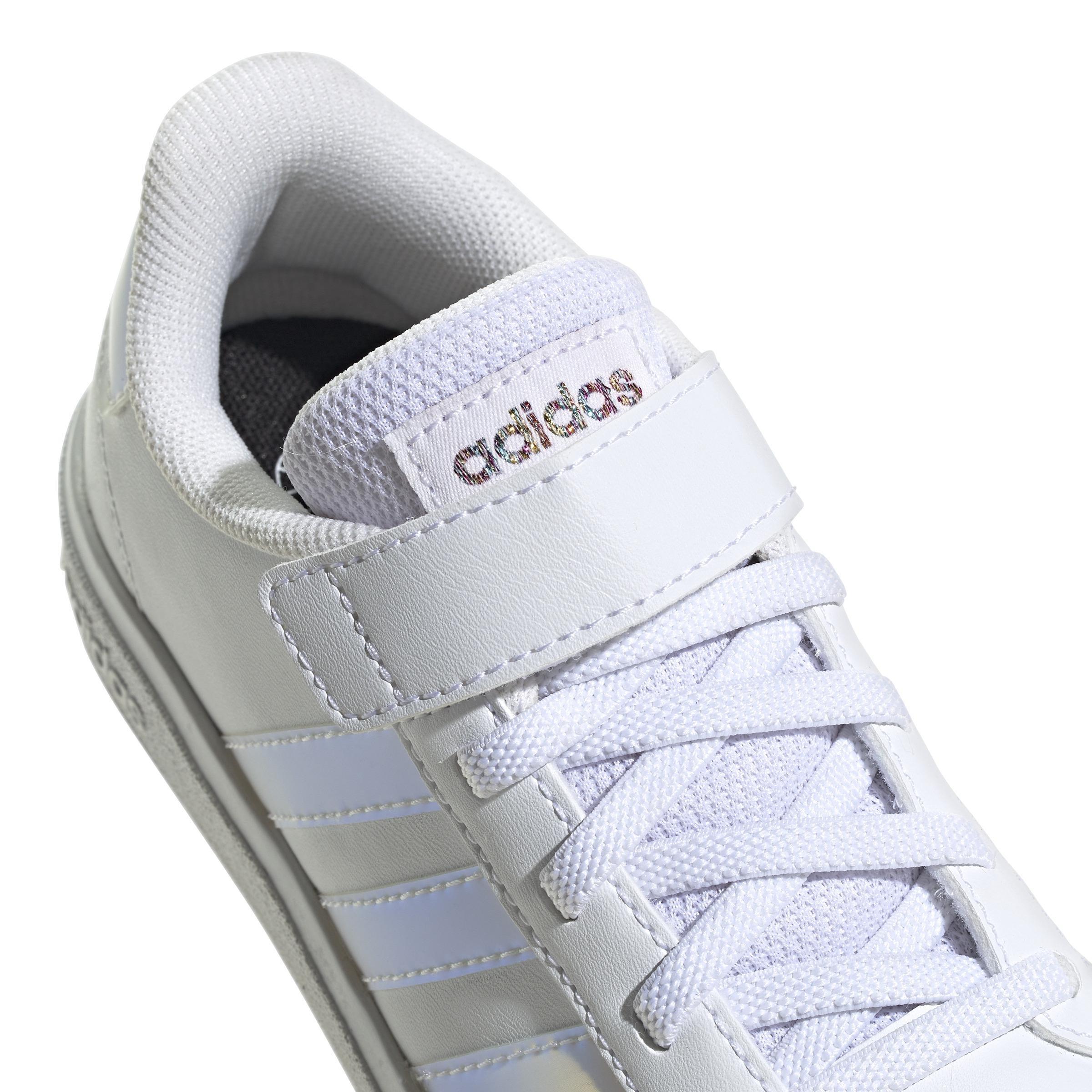 adidas - Unisex Kids Grand Court Lifestyle Court Elastic Lace And Top Strap Shoes, White