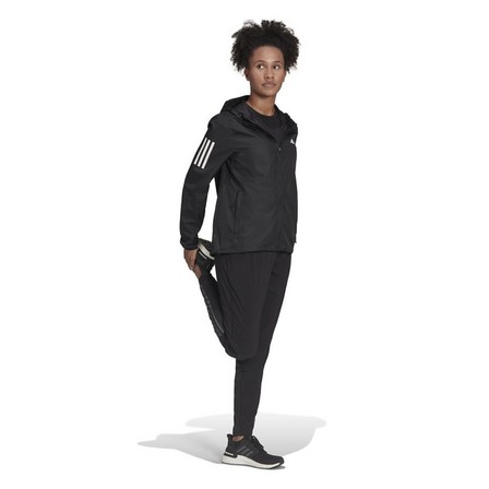 Women Own The Run Hooded Running Windbreaker, Black, A701_ONE, large image number 0