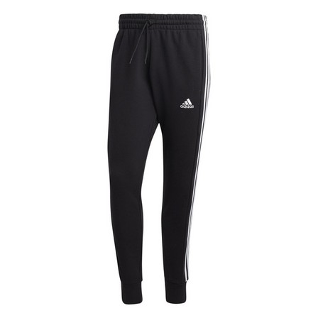 Men Essentials French Terry Tapered Cuff 3-Stripes Joggers, Black, A701_ONE, large image number 2