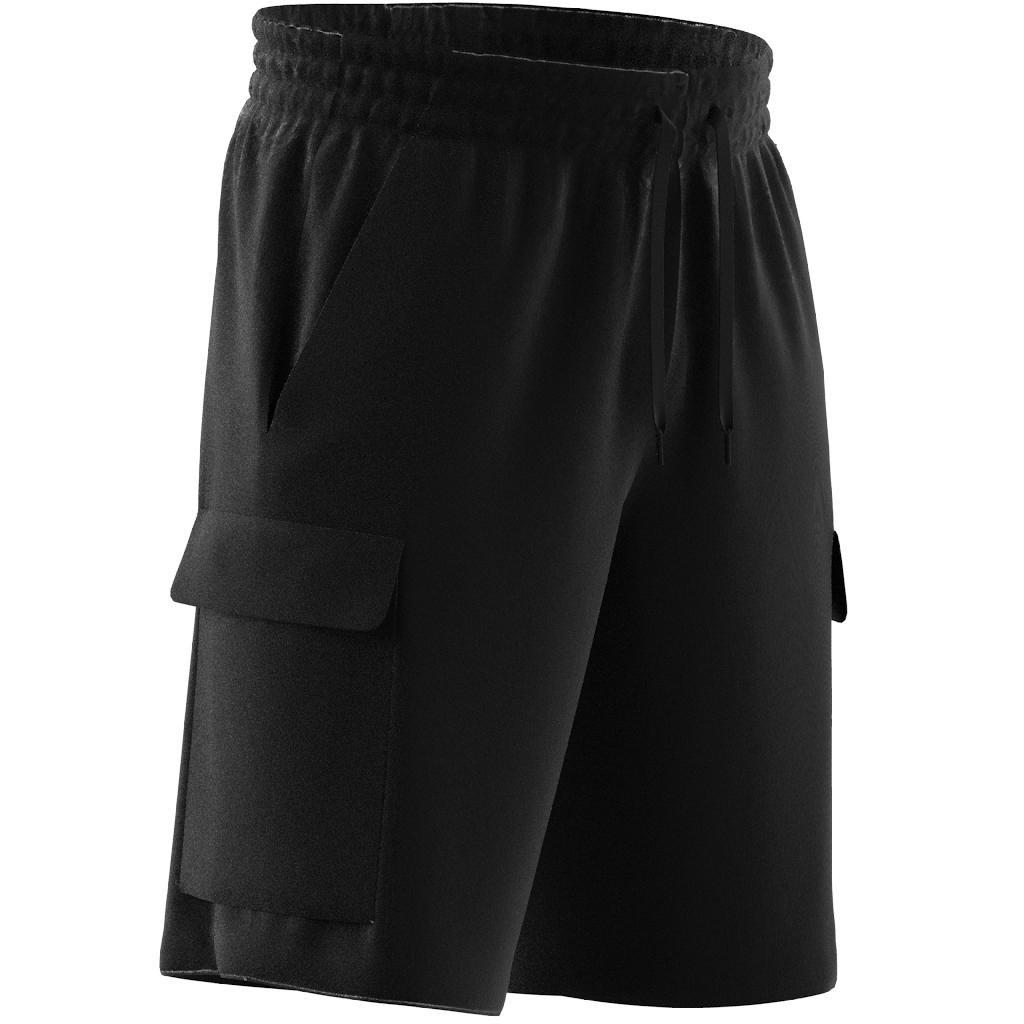adidas - Men Essentials French Terry Cargo Shorts, Black