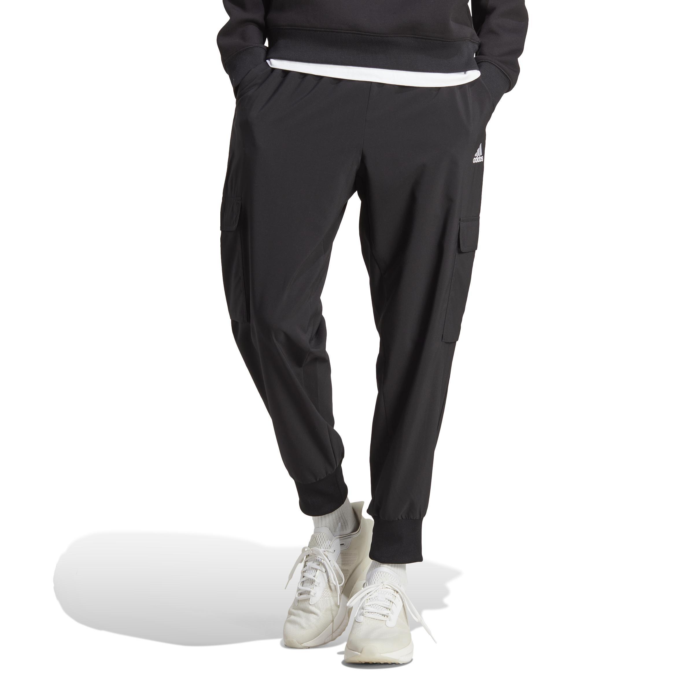 adidas - Men Essentials Small Logo Woven Cargo Ankle-Length Pants, Black