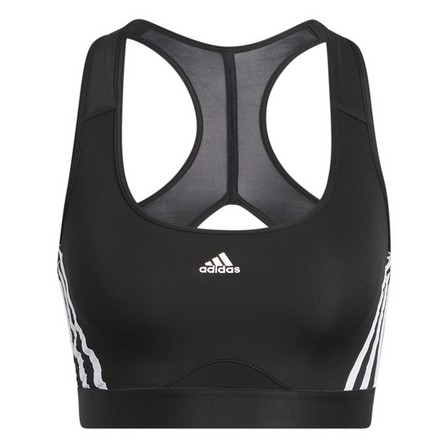 Women Adidas Powerreact Training Medium-Support 3-Stripes Bra, Black, A701_ONE, large image number 1