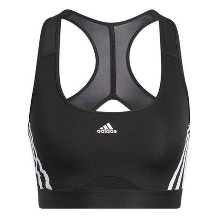 Women Adidas Powerreact Training Medium-Support 3-Stripes Bra, Black, A701_ONE, large image number 2