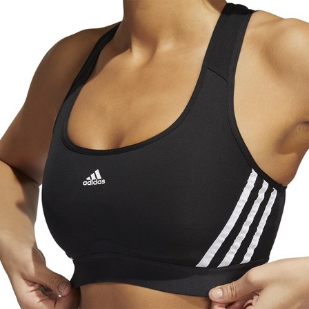 Women Adidas Powerreact Training Medium-Support 3-Stripes Bra, Black, A701_ONE, large image number 5