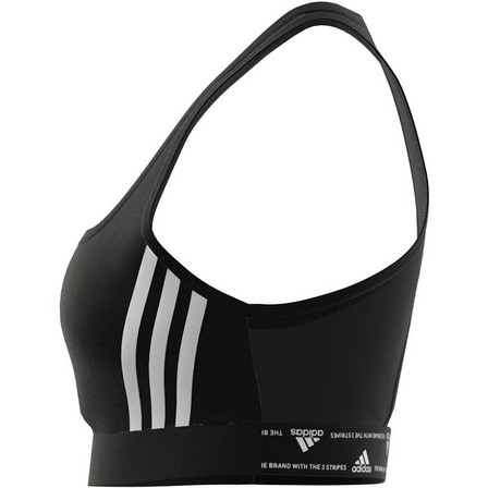 Women Adidas Powerreact Training Medium-Support 3-Stripes Bra, Black, A701_ONE, large image number 7