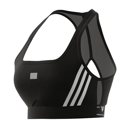 Women Adidas Powerreact Training Medium-Support 3-Stripes Bra, Black, A701_ONE, large image number 12