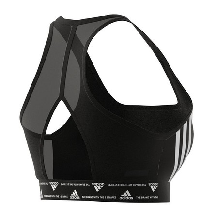 Women Adidas Powerreact Training Medium-Support 3-Stripes Bra, Black, A701_ONE, large image number 17