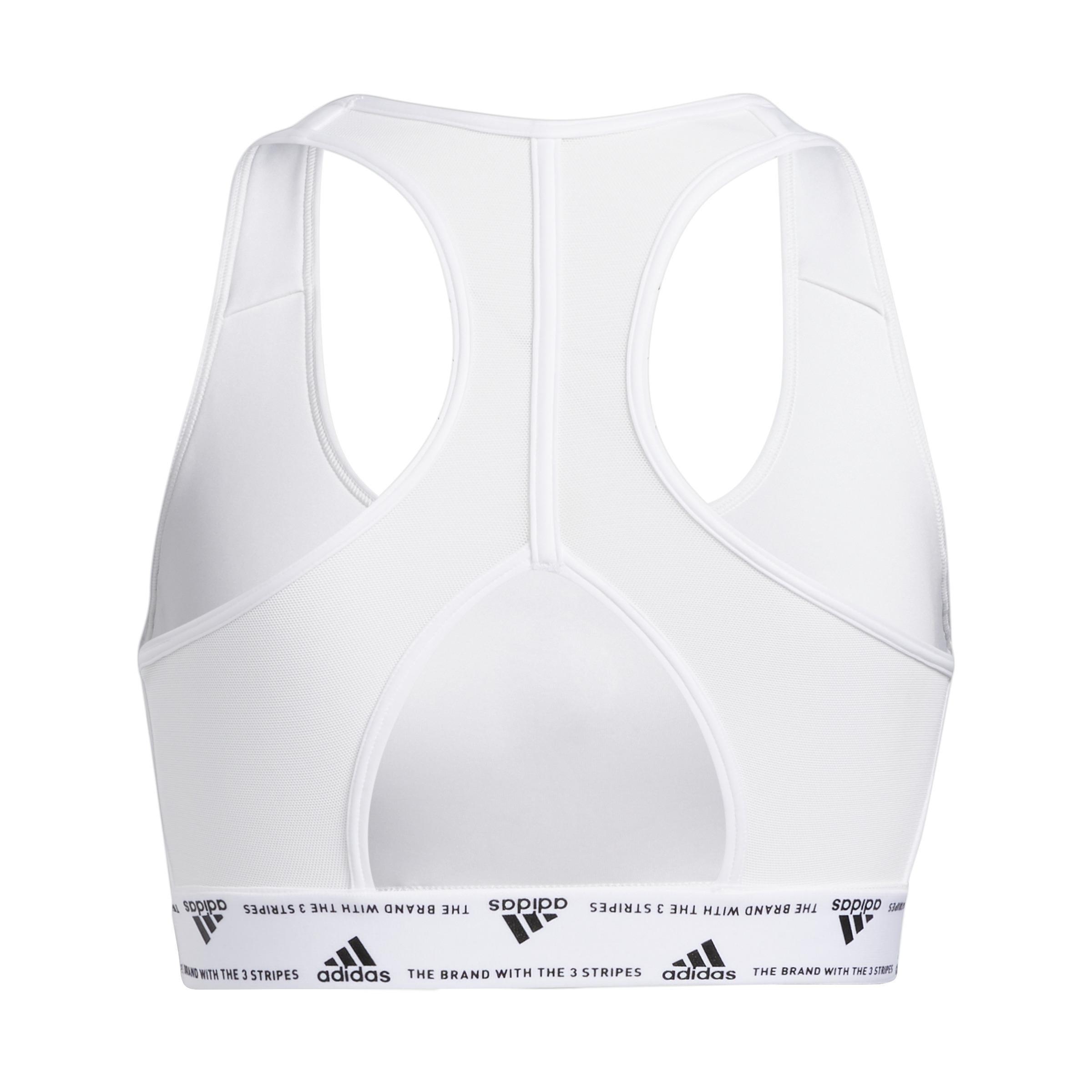Women Powerreact Training Medium-Support 3-Stripes Bra, White, A701_ONE, large image number 4