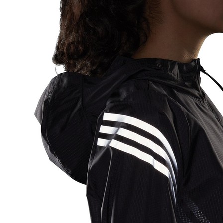 Women Run Icons 3-Stripes Hooded Running Windbreaker, Black, A701_ONE, large image number 4