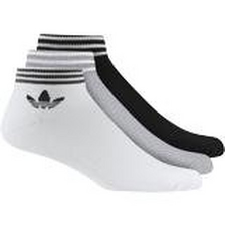 Unisex Island Club Trefoil Ankle Socks 3 Pairs, White, A701_ONE, large image number 1