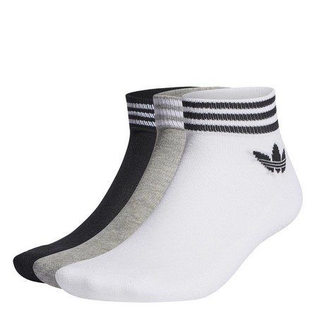 Unisex Island Club Trefoil Ankle Socks 3 Pairs, White, A701_ONE, large image number 2