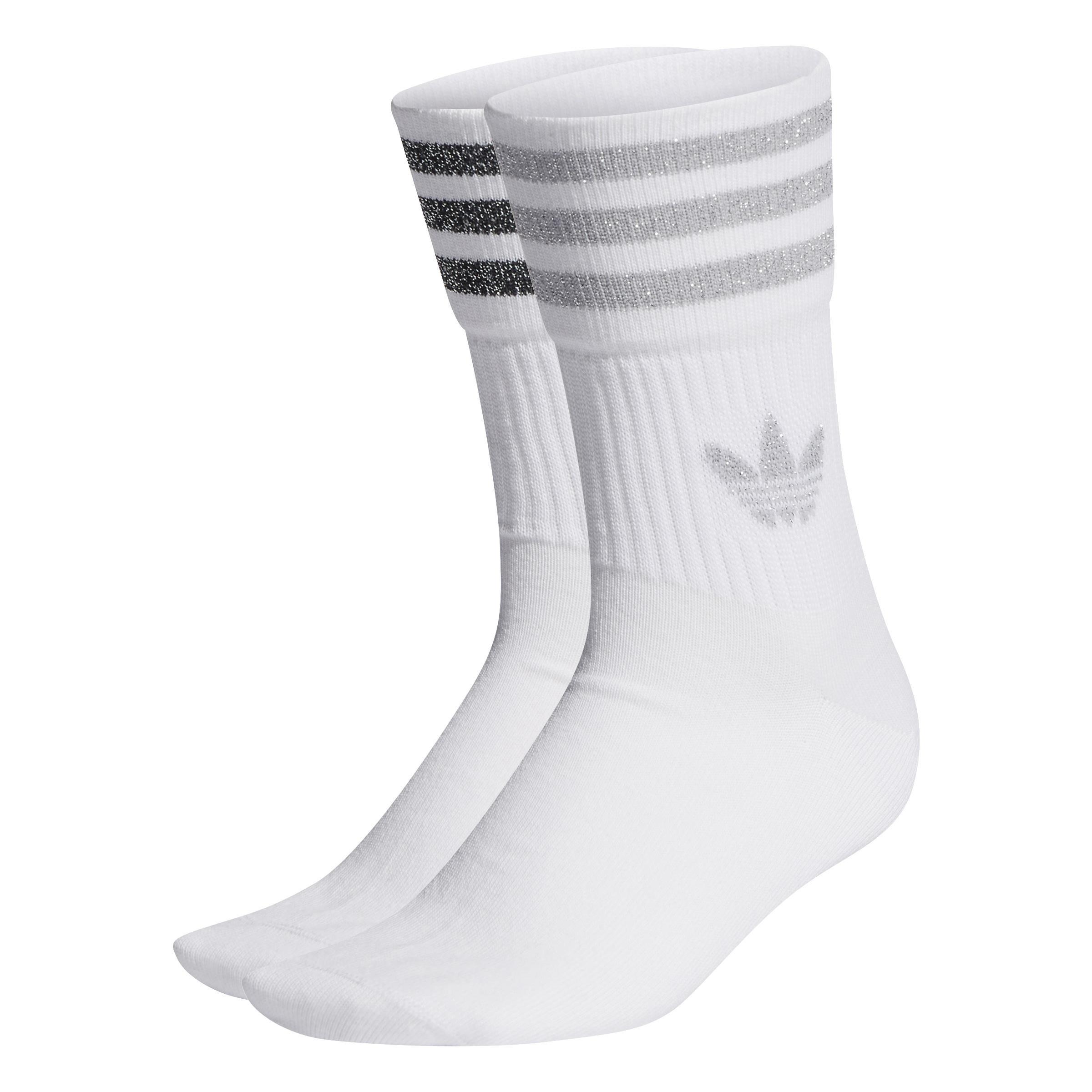 Mid-Cut Glitter Crew Socks 2 Pairs, White, , large image number 0