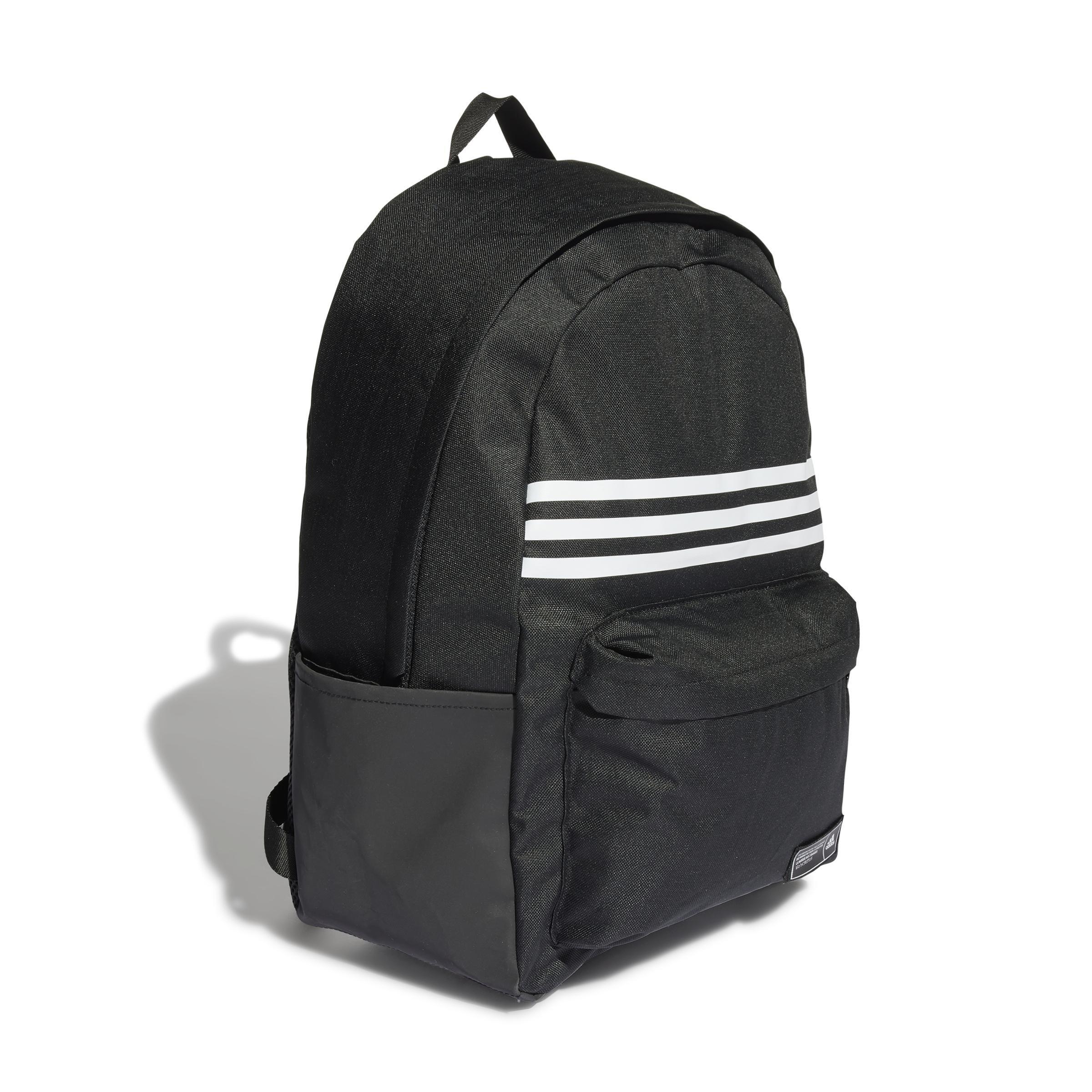 Unisex Classic 3-Stripes Horizontal Backpack, Black, , large image number 2