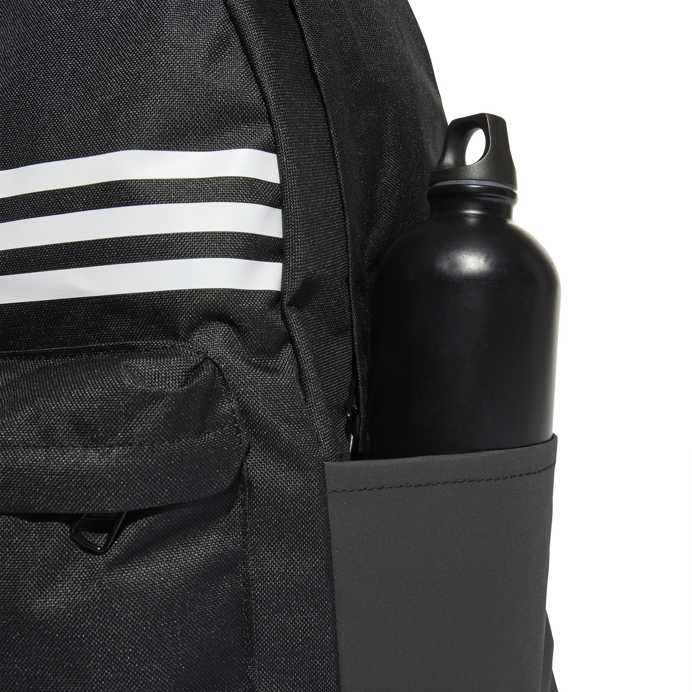 Unisex Classic 3-Stripes Horizontal Backpack, Black, , large image number 4