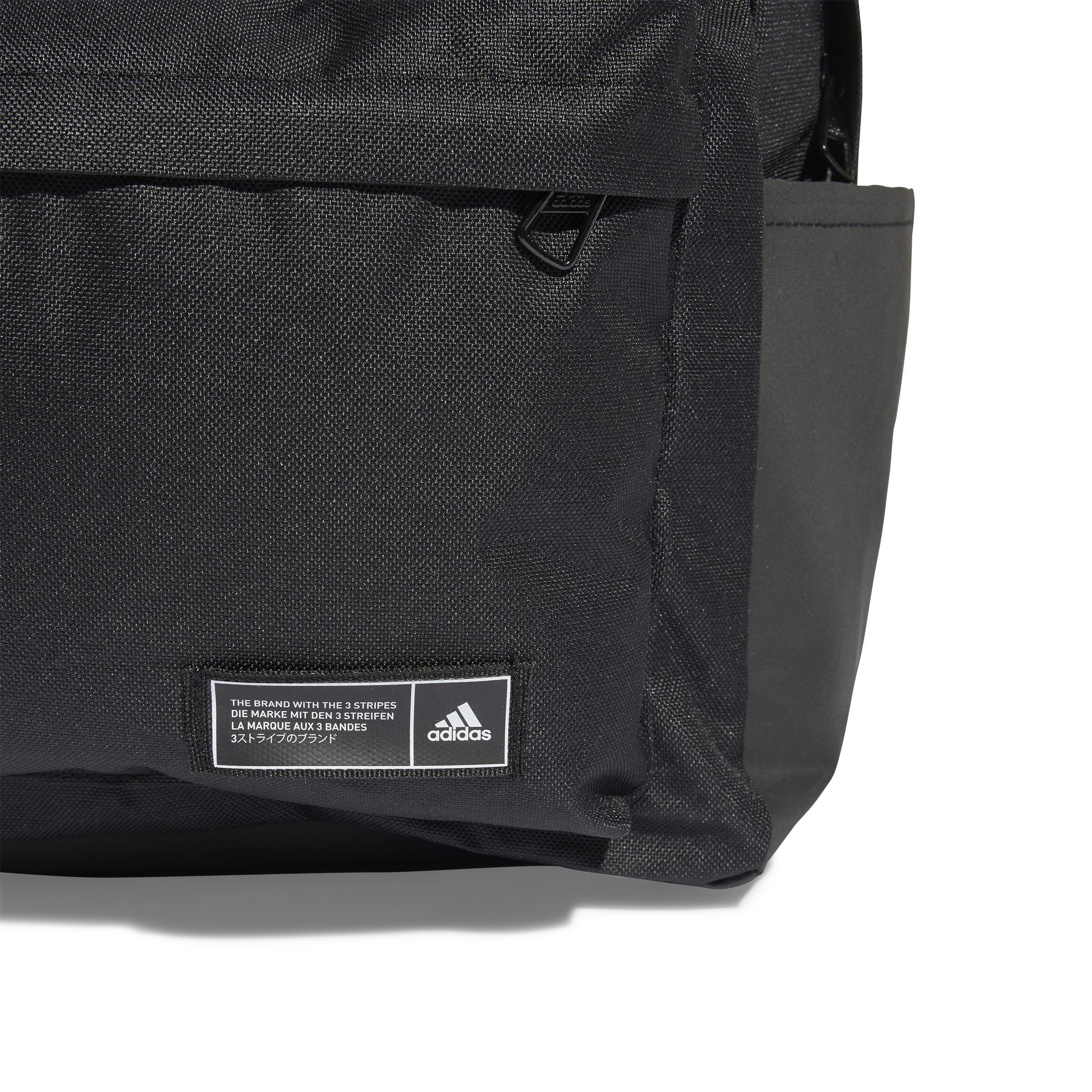 Unisex Classic 3-Stripes Horizontal Backpack, Black, , large image number 5