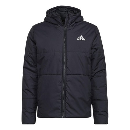 Men Bsc 3-Stripes Hooded Insulated Jacket, Black, A701_ONE, large image number 1