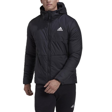 Men Bsc 3-Stripes Hooded Insulated Jacket, Black, A701_ONE, large image number 2