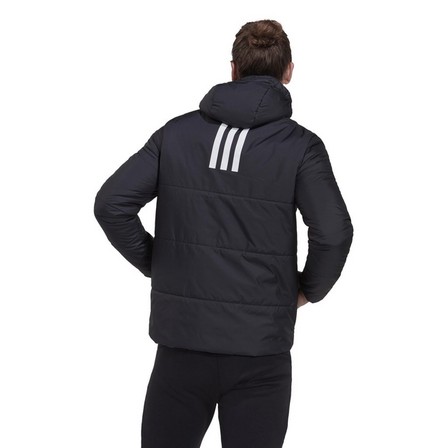 Men Bsc 3-Stripes Hooded Insulated Jacket, Black, A701_ONE, large image number 3