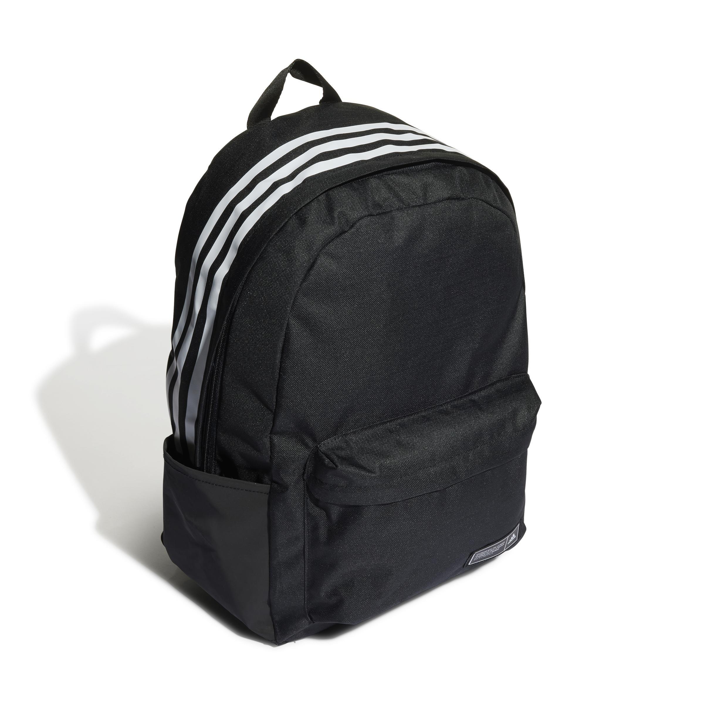 Unisex Classic 3-Stripes Backpack, Black, , large image number 1