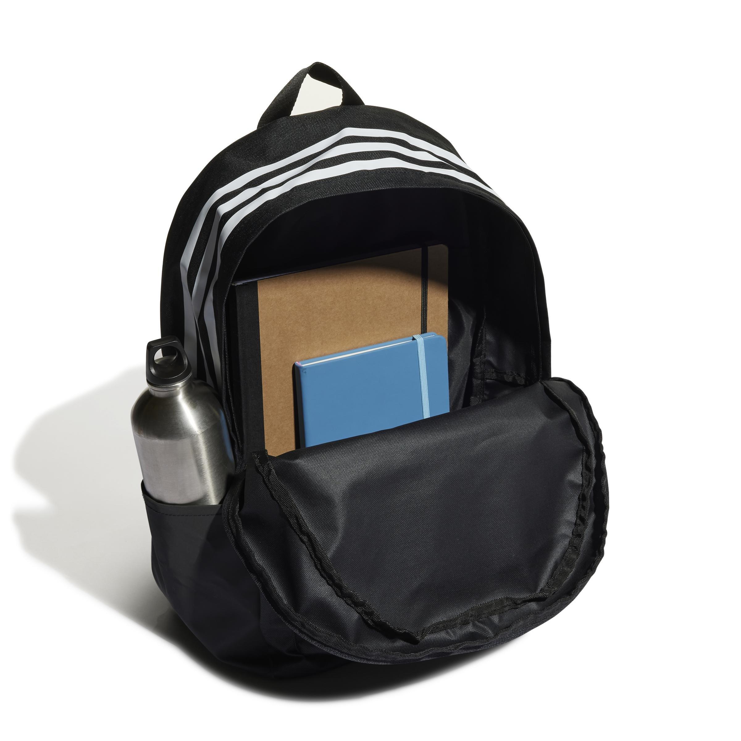 Unisex Classic 3-Stripes Backpack, Black, , large image number 2