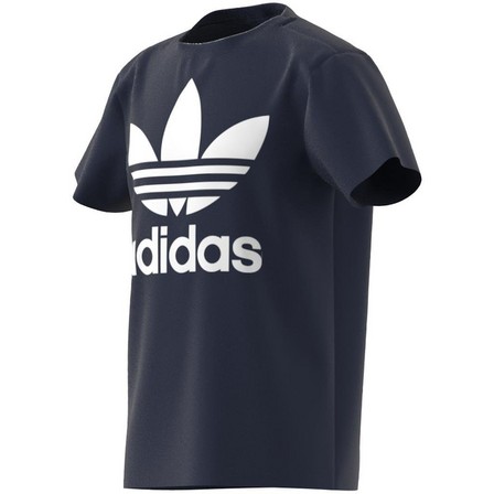 Kids Unisex Trefoil T-Shirt, Navy, A701_ONE, large image number 7