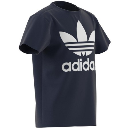 Kids Unisex Trefoil T-Shirt, Navy, A701_ONE, large image number 9