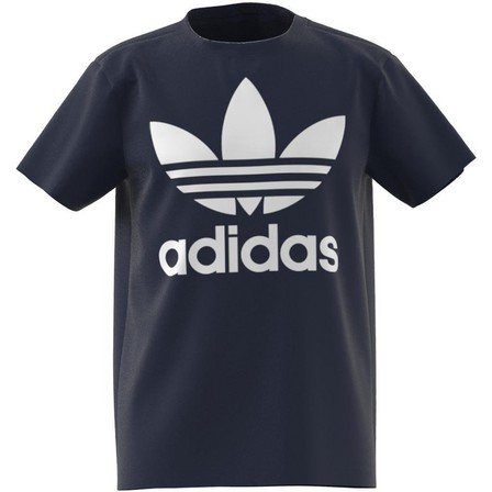 Kids Unisex Trefoil T-Shirt, Navy, A701_ONE, large image number 12