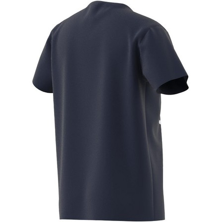 Kids Unisex Trefoil T-Shirt, Navy, A701_ONE, large image number 13