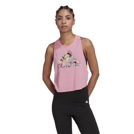 adidas - Women Aeroready Made For Training Floral Tank Top, Pink