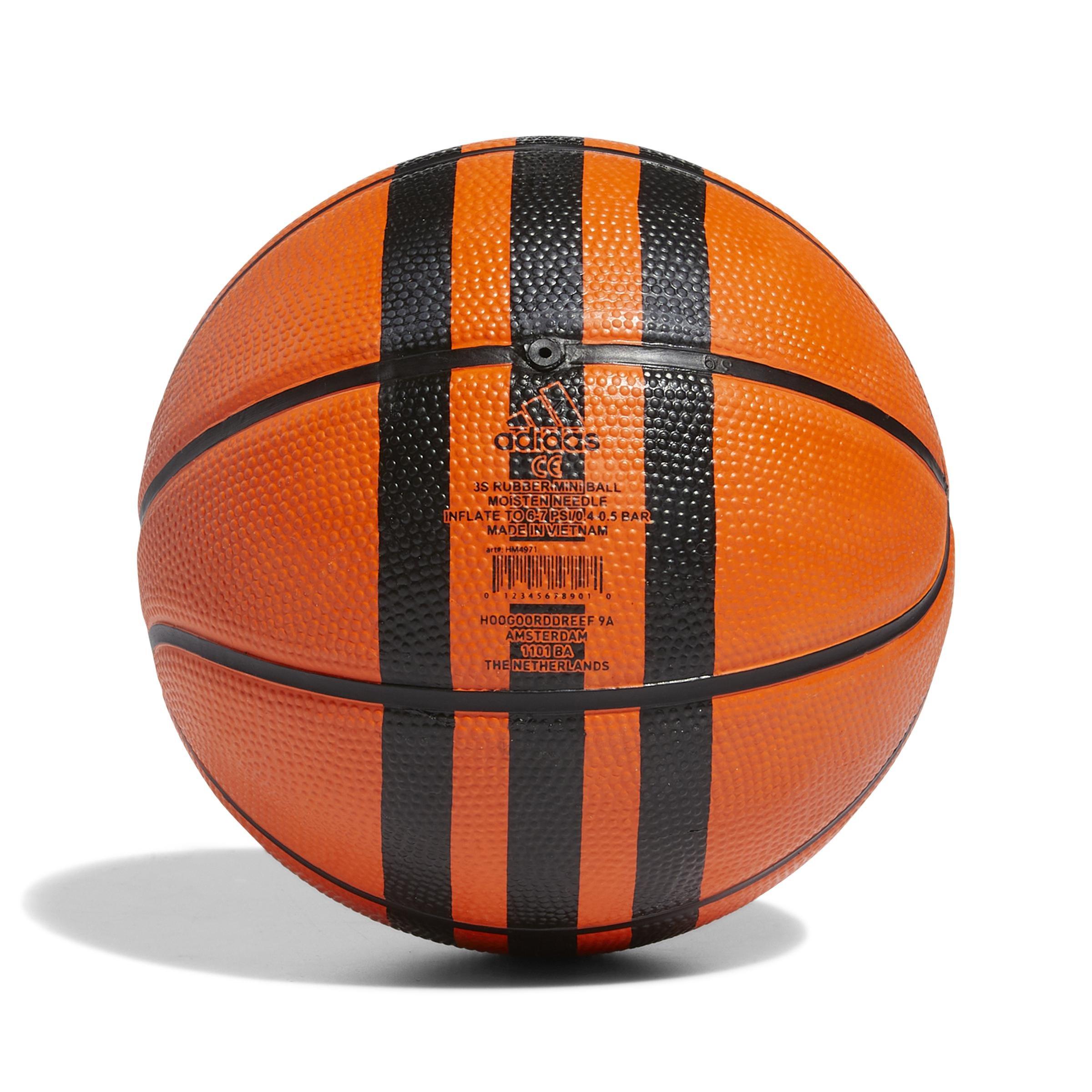 3-Stripes Rubber Mini Basketball, Orange, A701_ONE, large image number 1