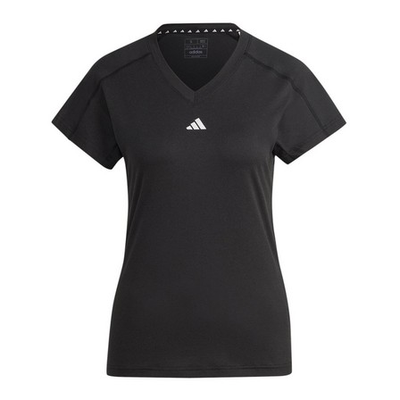 Women Train Essentials Minimal Branding V-Neck T-Shirt, Black, A701_ONE, large image number 2