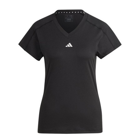 Women Train Essentials Minimal Branding V-Neck T-Shirt, Black, A701_ONE, large image number 3