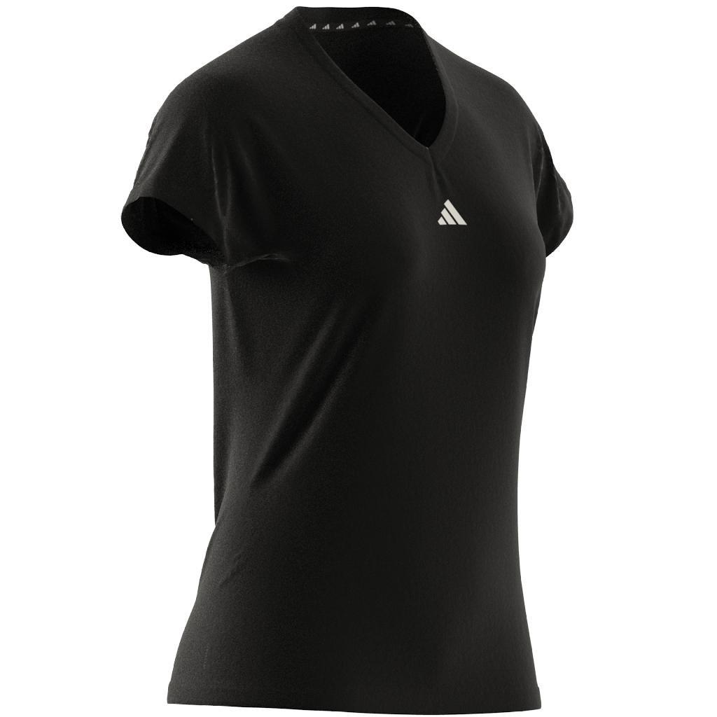 Women Aeroready Train Essentials Minimal Branding V-Neck T-Shirt, Black, A701_ONE, large image number 8