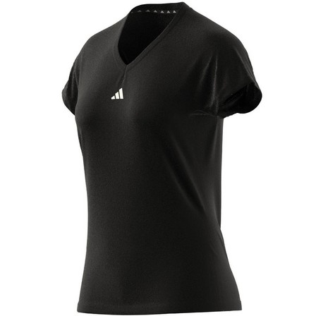 Women Train Essentials Minimal Branding V-Neck T-Shirt, Black, A701_ONE, large image number 12