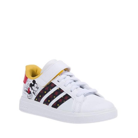 Unisex Kids Adidas X Disney Grand Court Mickey Shoes Ftwr, White, A701_ONE, large image number 1