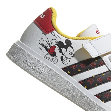 Unisex Kids Adidas X Disney Grand Court Mickey Shoes Ftwr, White, A701_ONE, large image number 4