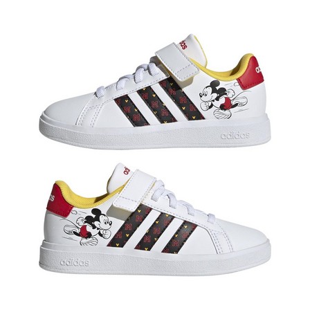 Unisex Kids Adidas X Disney Grand Court Mickey Shoes Ftwr, White, A701_ONE, large image number 7