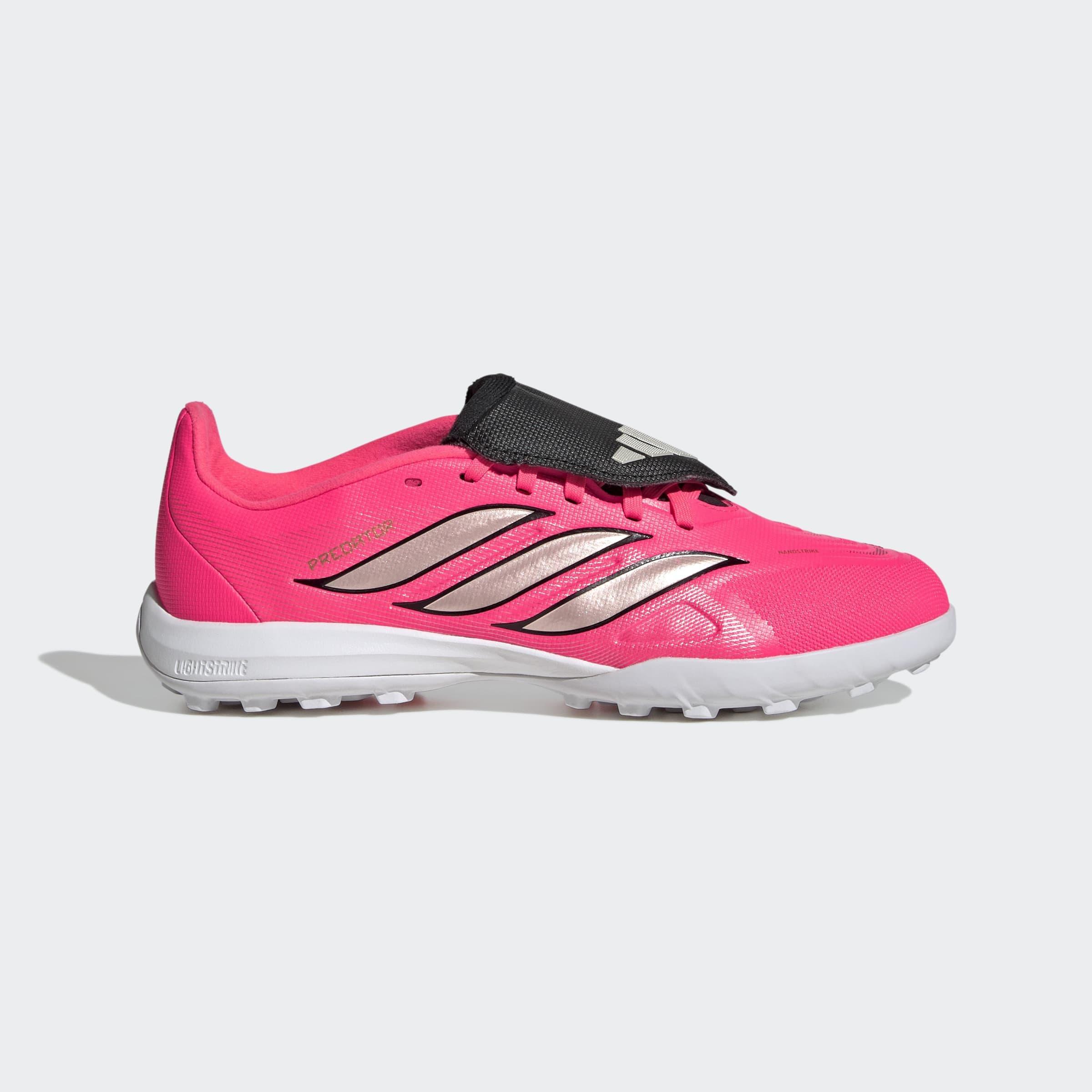 Kids Unisex PREDATOR LEAGUE Fold-Over Tongue Turf Football Boots, Pink