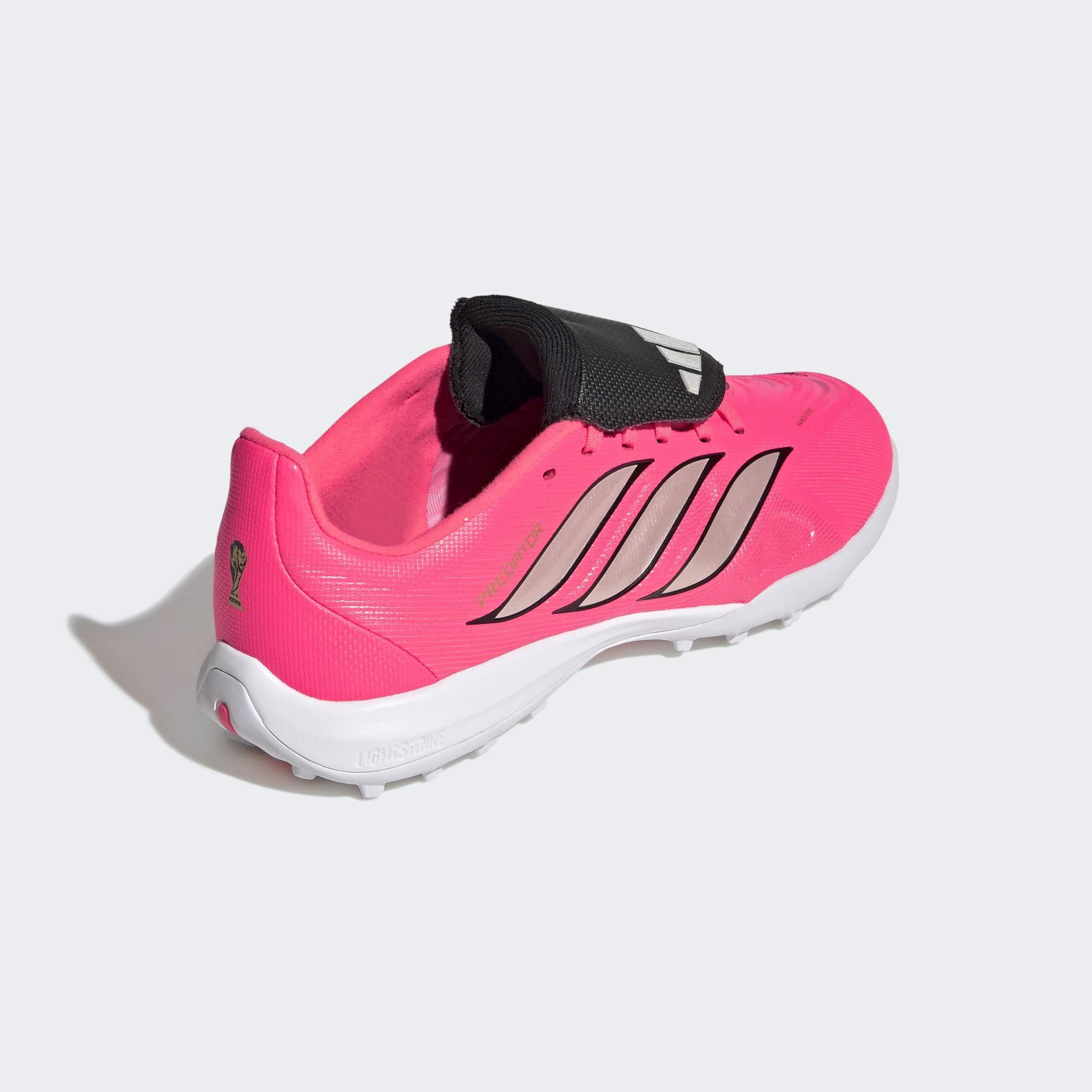 Kids Unisex PREDATOR LEAGUE Fold-Over Tongue Turf Football Boots, Pink, A701_ONE, large image number 3