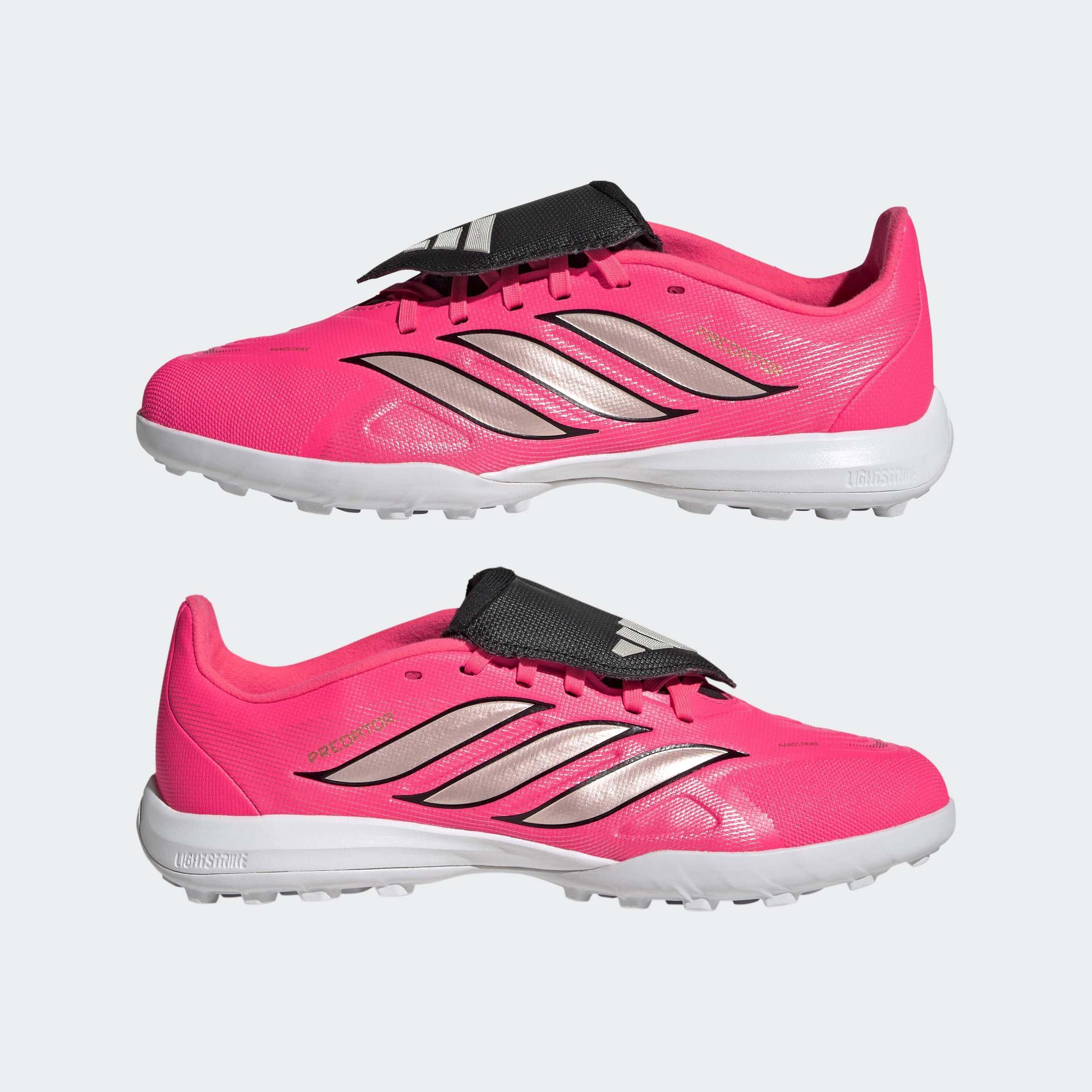 Kids Unisex PREDATOR LEAGUE Fold-Over Tongue Turf Football Boots, Pink, A701_ONE, large image number 7
