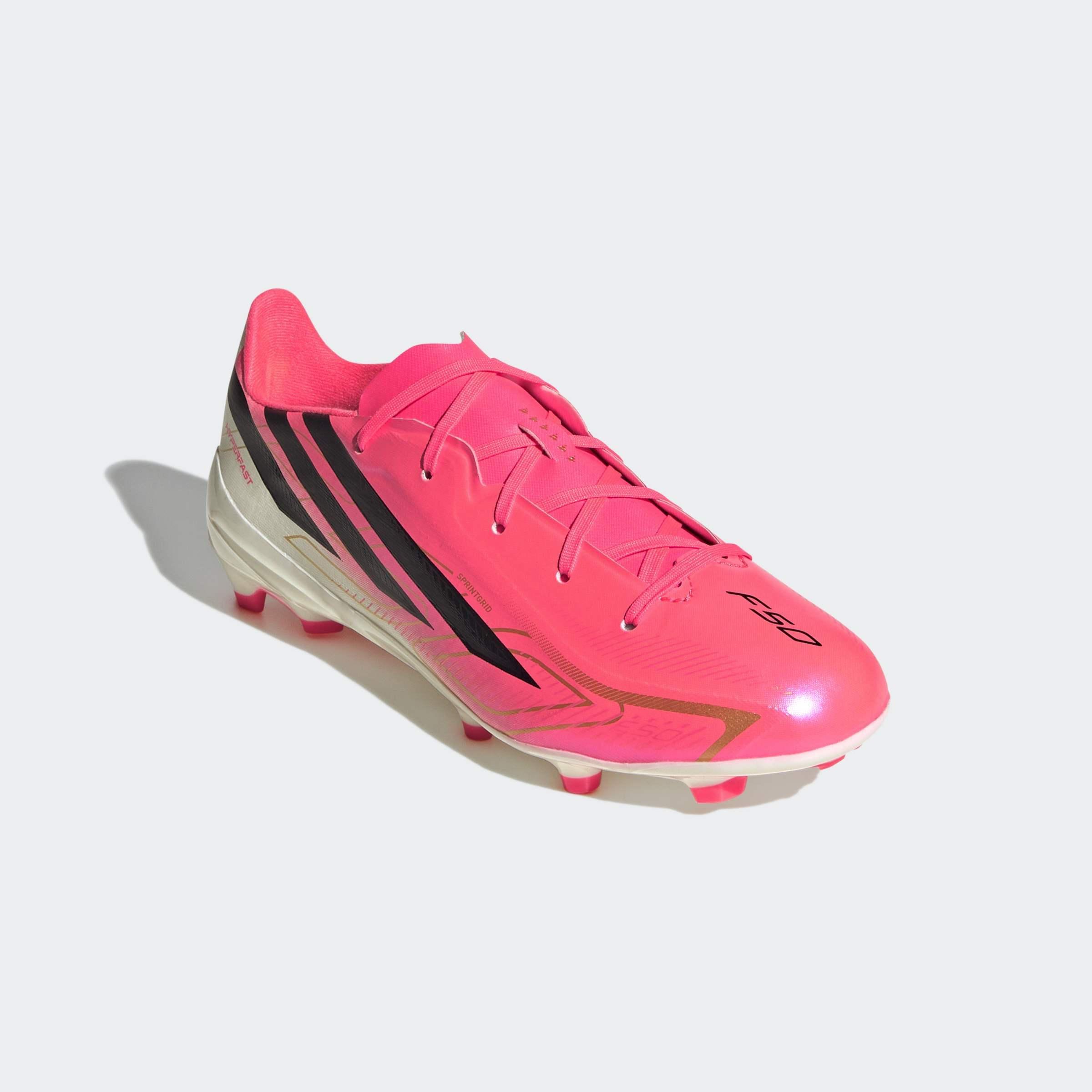 Kids Unisex F50 Hyperfast League Firm Ground Football Boots, Pink, A701_ONE, large image number 2