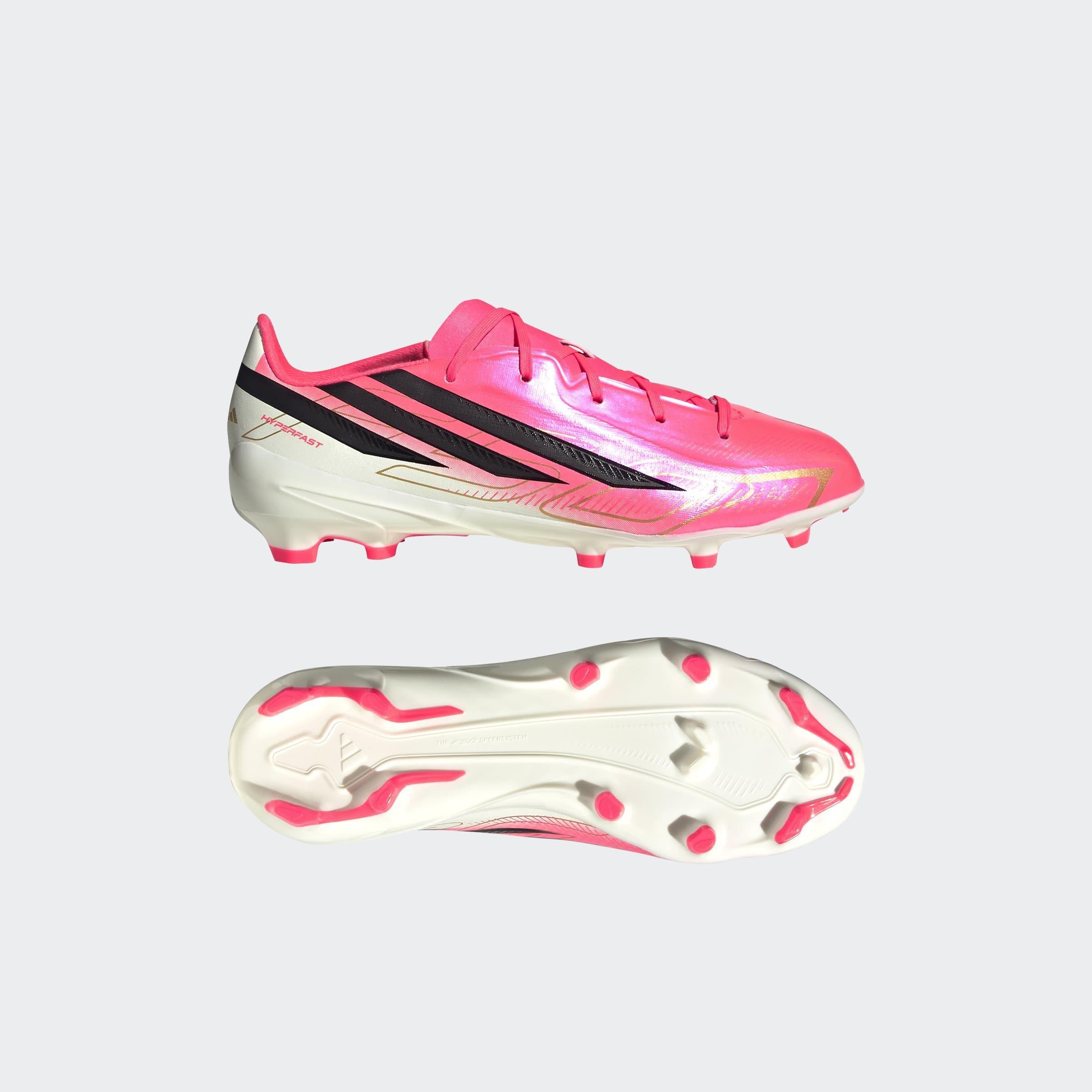 Kids Unisex F50 Hyperfast League Firm Ground Football Boots, Pink, A701_ONE, large image number 7